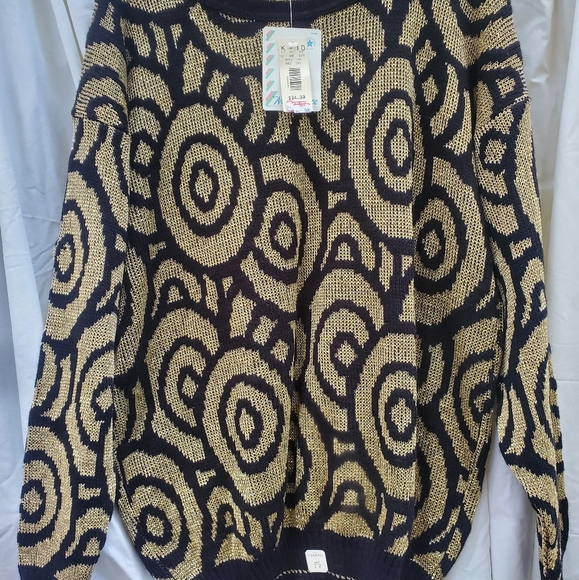 Vtg 80s GFC Black Gold Sweater NWT - Picture 5 of 12